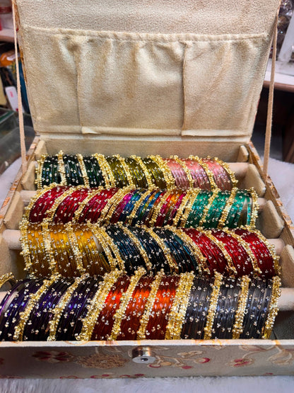 Ishhaara Assorted 12 Dozen Glass Bangles With 48 Kashmiri Bangles