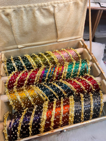 Ishhaara Assorted 12 Dozen Glass Bangles With 48 Kashmiri Bangles