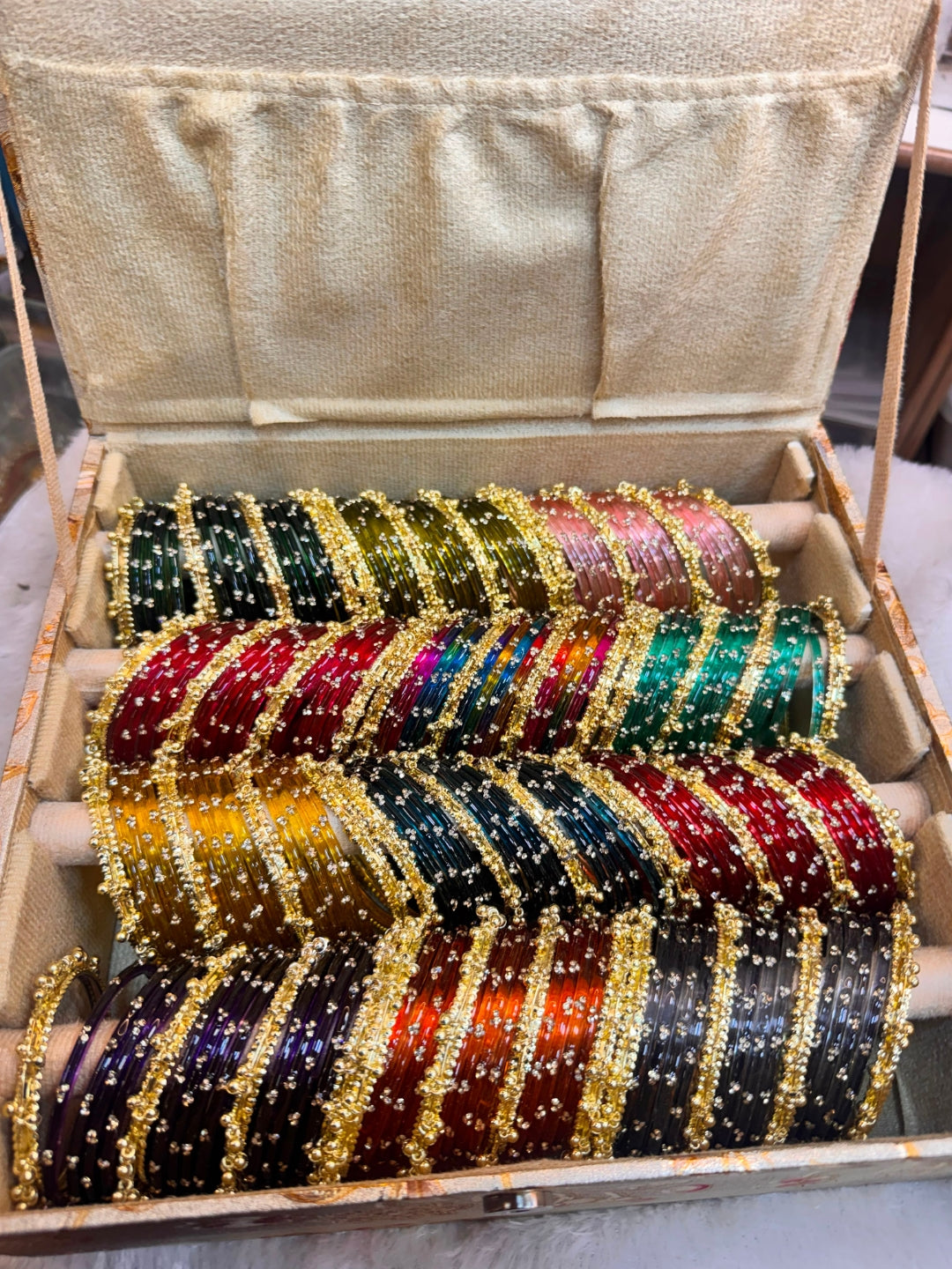 Ishhaara Assorted 12 Dozen Glass Bangles With 48 Kashmiri Bangles