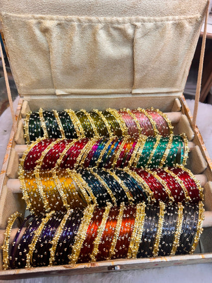 Ishhaara Assorted 12 Dozen Glass Bangles With 48 Kashmiri Bangles