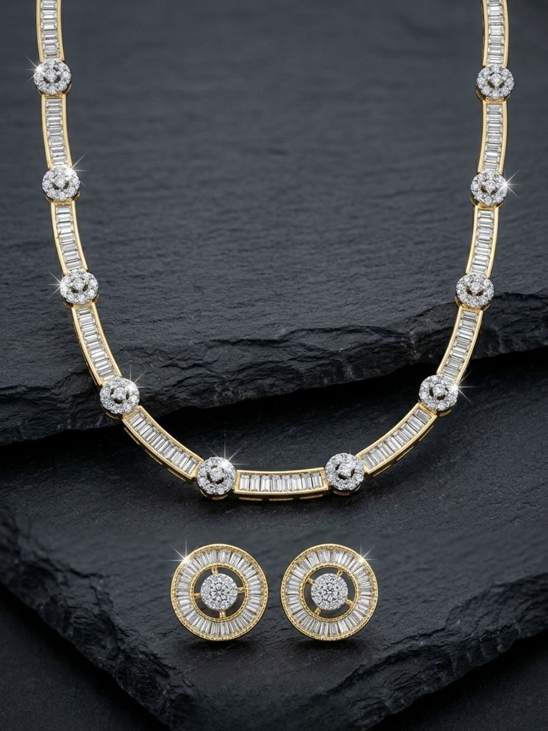 Ishhaara Baguette Crystal Tennis Necklace