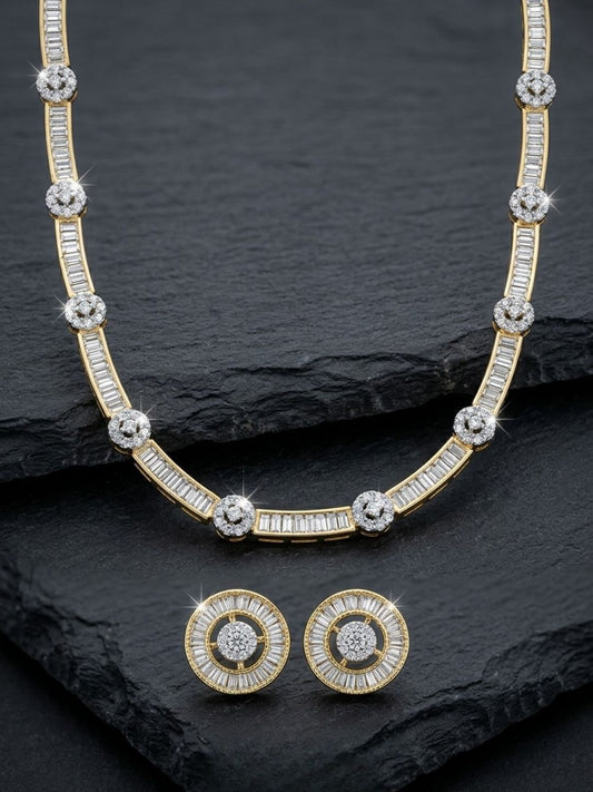 Ishhaara Baguette Crystal Tennis Necklace