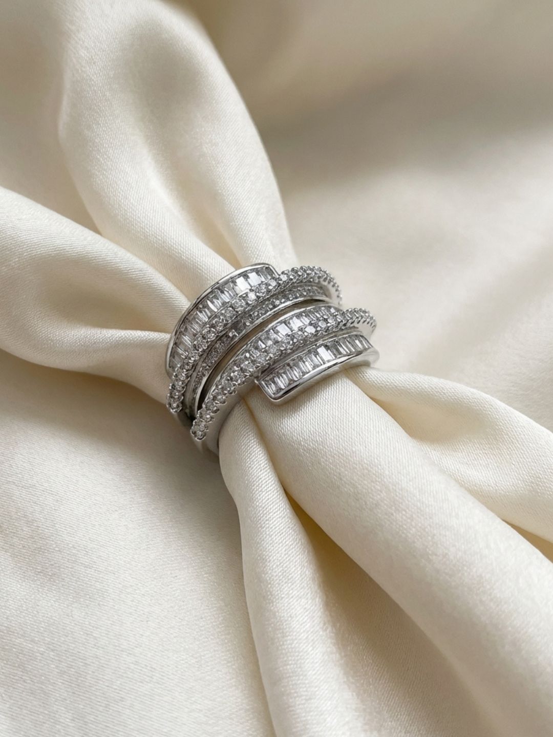 Ishhaara Baguette Multi Band Crystal Fashion Ring