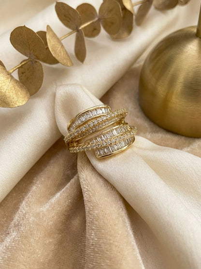 Ishhaara Baguette Multi Band Crystal Fashion Ring