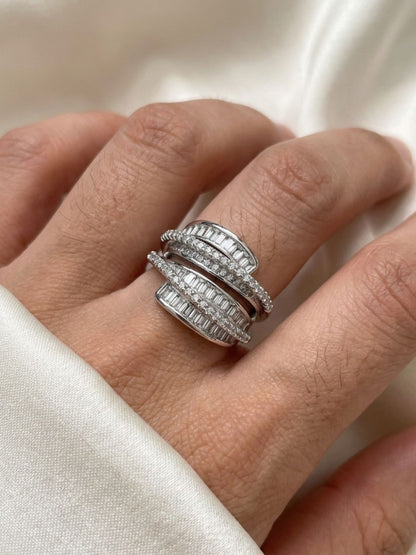 Ishhaara Baguette Multi Band Crystal Fashion Ring