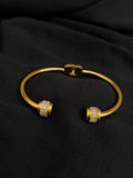 Ishhaara Baguette Studded Hinge Cuff Gold Bracelet