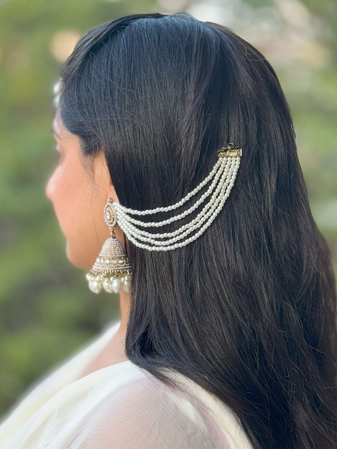 Ishhaara Bahubali Jhumka Earrings With Chain And Teeka