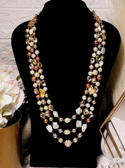 Ishhaara Baroque And Shell Pearl Triple Layered Haar