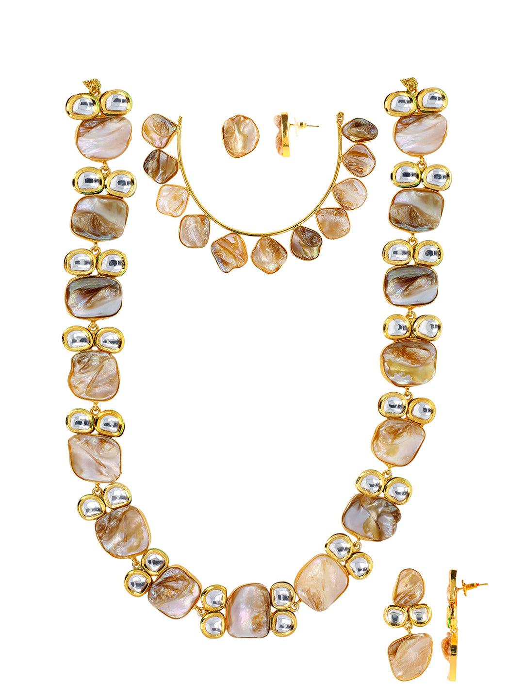 Ishhaara Baroque Kundan Long Necklace And Choker With Earrings