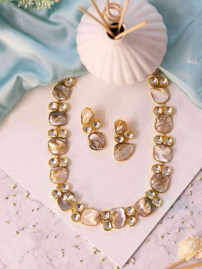 Ishhaara Baroque Kundan Long Necklace With Earrings