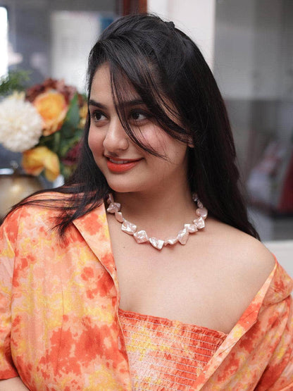 Ishhaara Baroque Statement Necklace Baby Pink