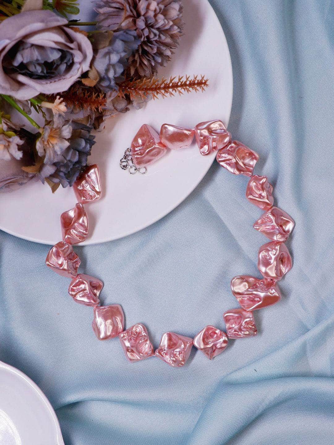 Ishhaara Baroque Statement Necklace-Pink