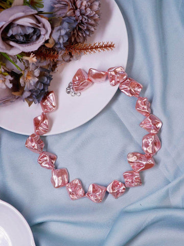 Ishhaara Baroque Statement Necklace-Pink
