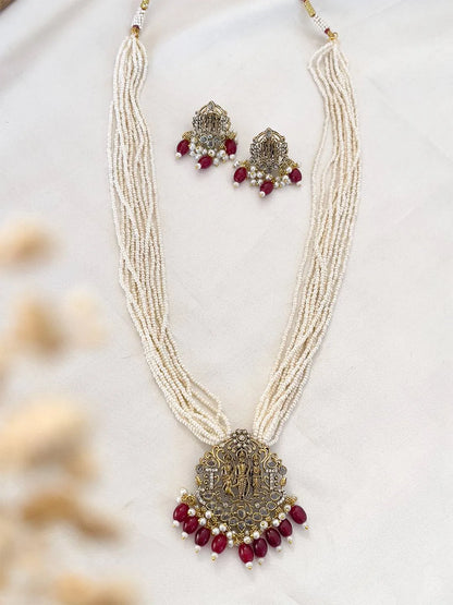 Ishhaara Bead Jadau Kundan Pendant Mala Necklace