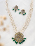 Ishhaara Bead Jadau Kundan Pendant Mala Necklace