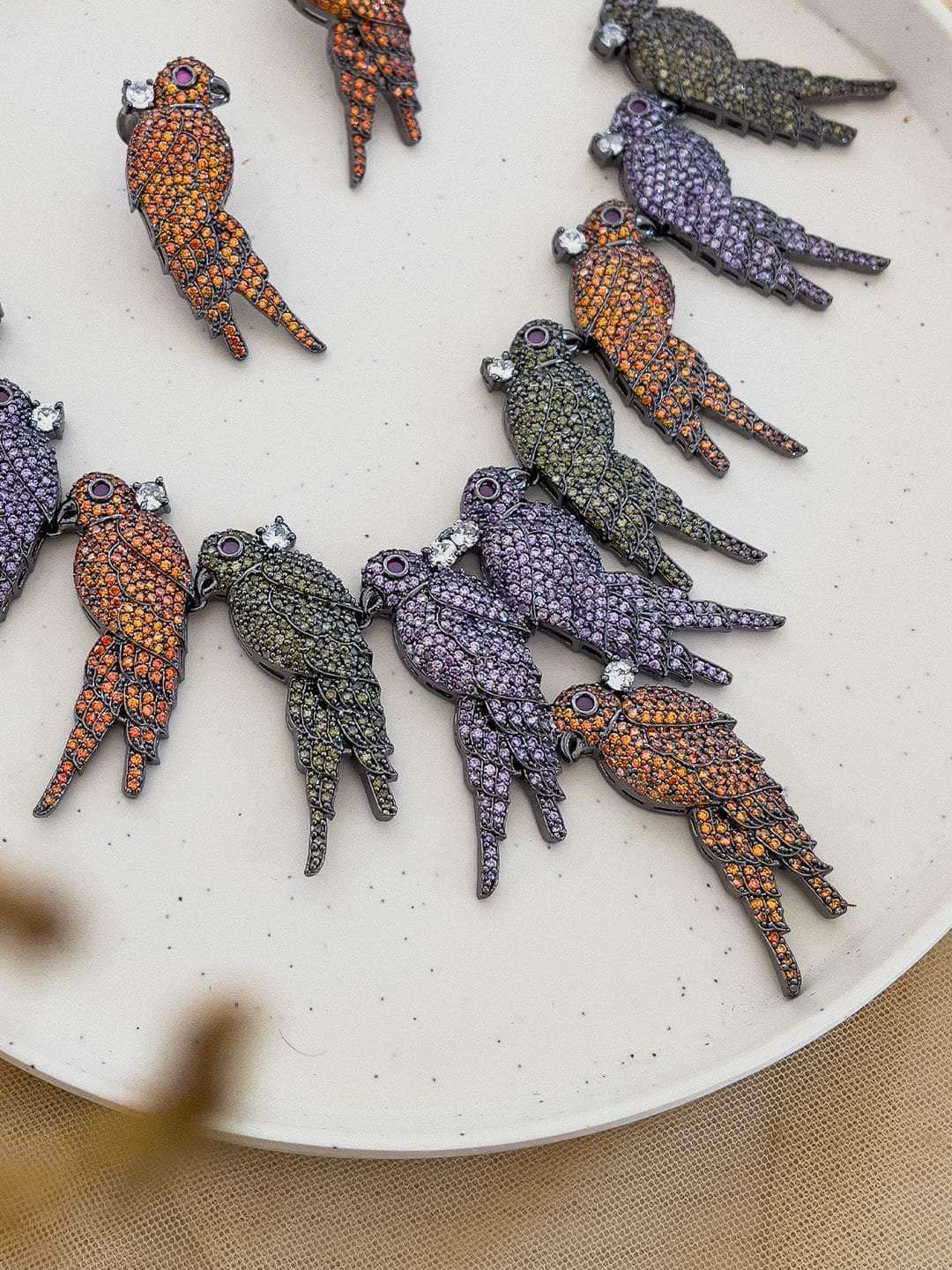 Ishhaara Beaded Doctor Bird Pin Embroidered Choker