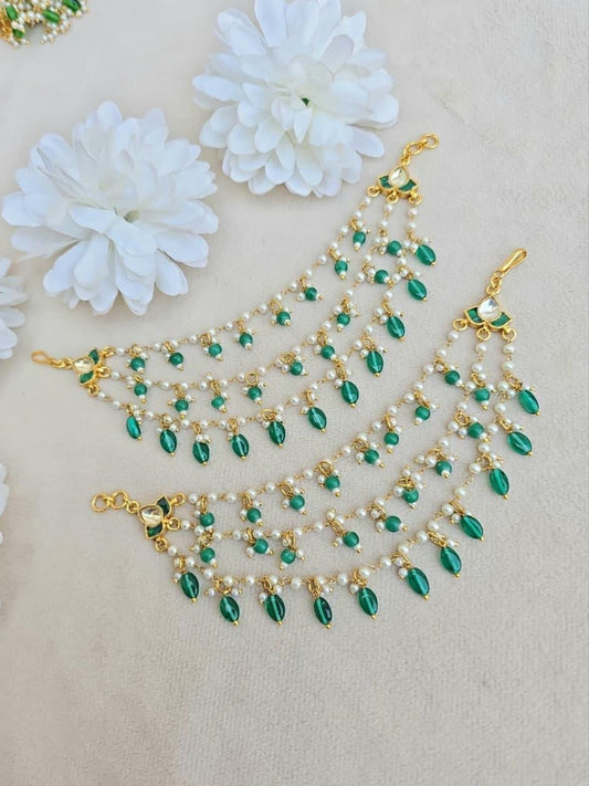 Ishhaara Beads 3 Line Ear Chain