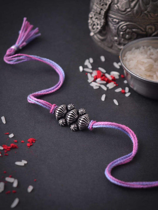 Ishhaara Beads Embedded German Silver Rakhi