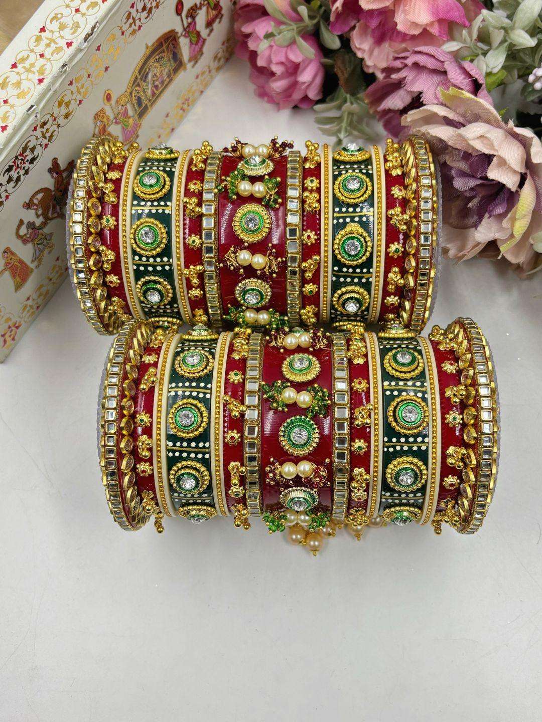 Ishhaara Beautiful Red Green Bridal Chooda Set