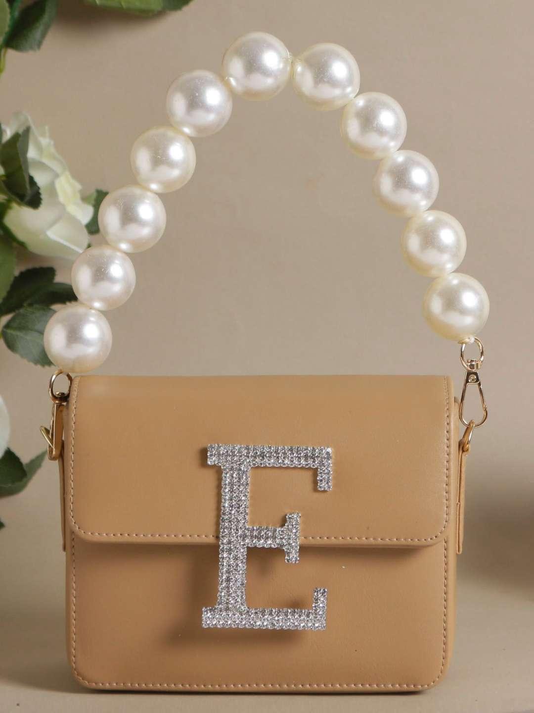 Ishhaara Beige Designer New Initial Clutch Bag