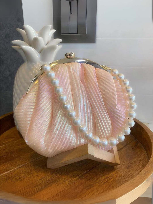 Ishhaara Beige Pleated Batua Bags