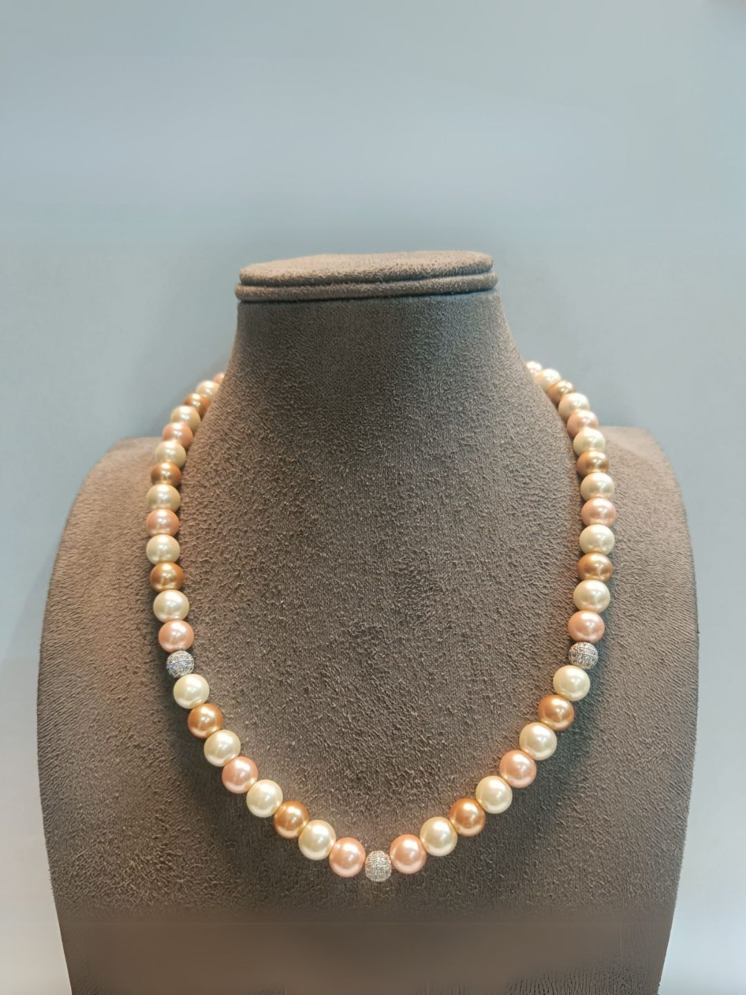 Ishhaara Beige Single Layer Statement Pearl Necklace