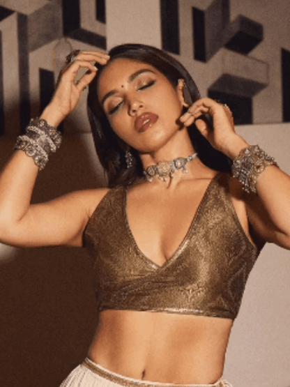 Ishhaara Bhumi Pednekar In Oxidised Tribal Bangle With Red Stones