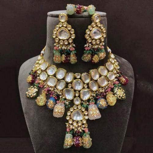 Ishhaara Big Kundan Drop Pendant Necklace Set