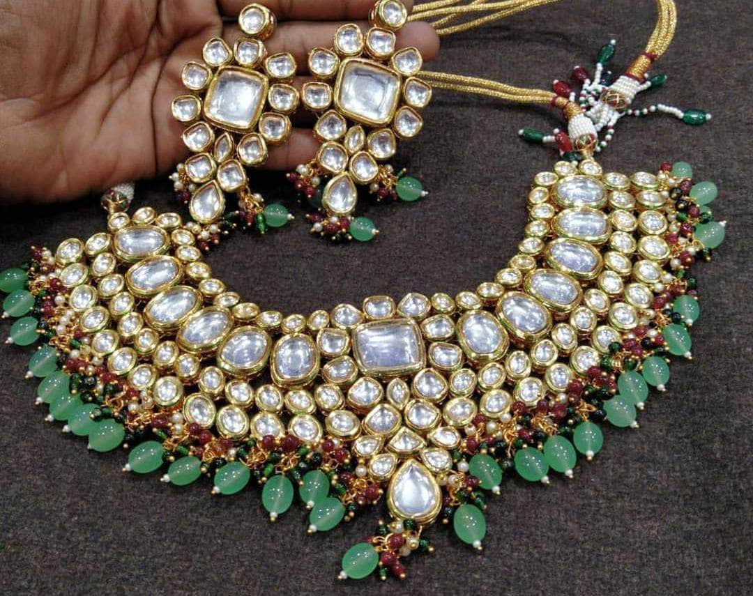 Ishhaara Big Kundan Necklace With Multi Beads