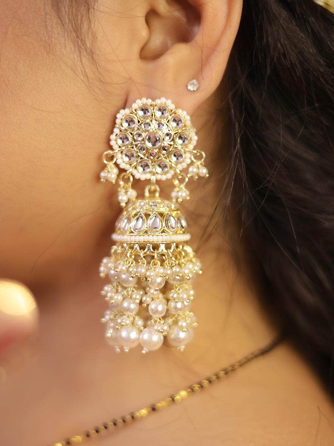 Ishhaara Big Pearl Jhumka Earrings