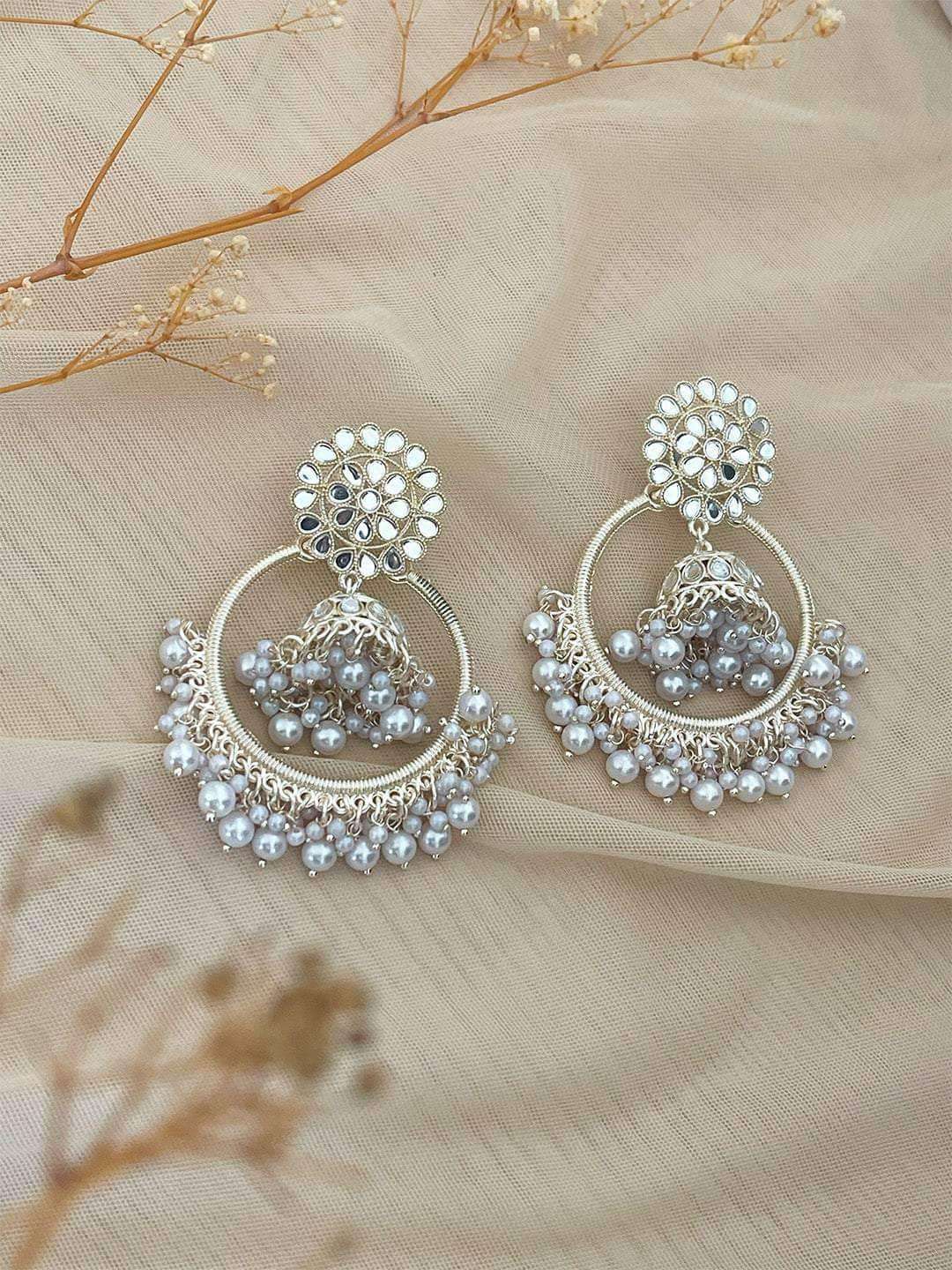 Ishhaara Big Pearl Kundan Chandbali Earring