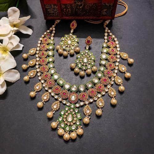 Ishhaara Big Pendant Polki Rani Haar Necklace