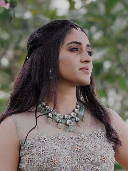 Ishhaara Big Polki Semi Precious Necklace Set