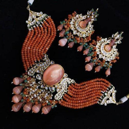 Ishhaara Big Stone Onex Choker And Earring Set