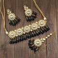 Ishhaara Black 5 Round Tassel Choker Necklace Set