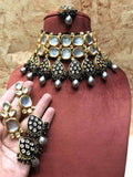 Ishhaara Black Big Kundan Necklace