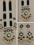 Ishhaara Black Brass Kundan Long Necklace Set