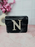 Ishhaara Black Designer Initial Clutch Bag