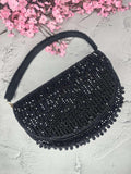 Ishhaara Black Designer Moon Flap Clutch Bag 