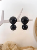 Ishhaara Black Double Ball Earrings