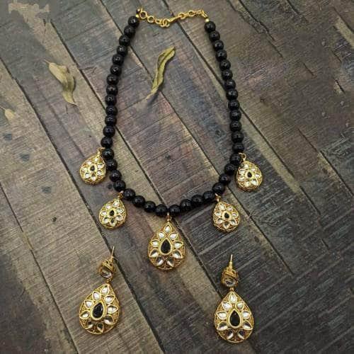 Ishhaara Drop Antique Beads Necklace And Earring Set