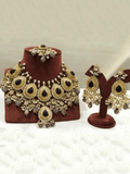 Ishhaara Black Drop Stone Kundan Outline Bridal Necklace Set