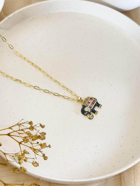 Ishhaara Black Elephant Necklace