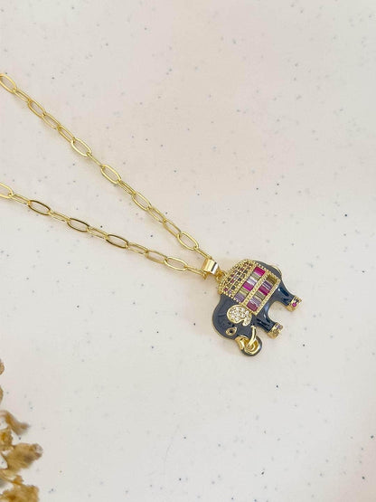 Ishhaara Black Elephant Necklace