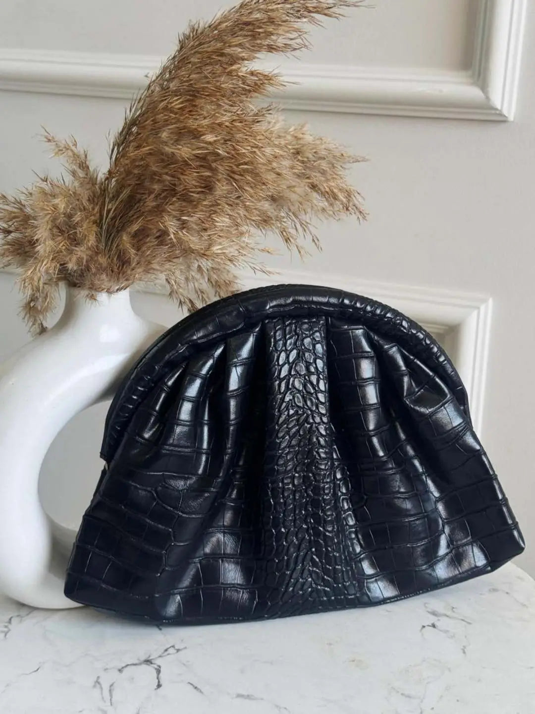 Ishhaara Gold Faux Leather Cloud Bag