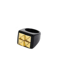 Ishhaara Black Golden Bead Heart Geometric Square Ring