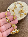 Ishhaara Black Jadau Kundan Studded Jhumka Earcuff Earrings
