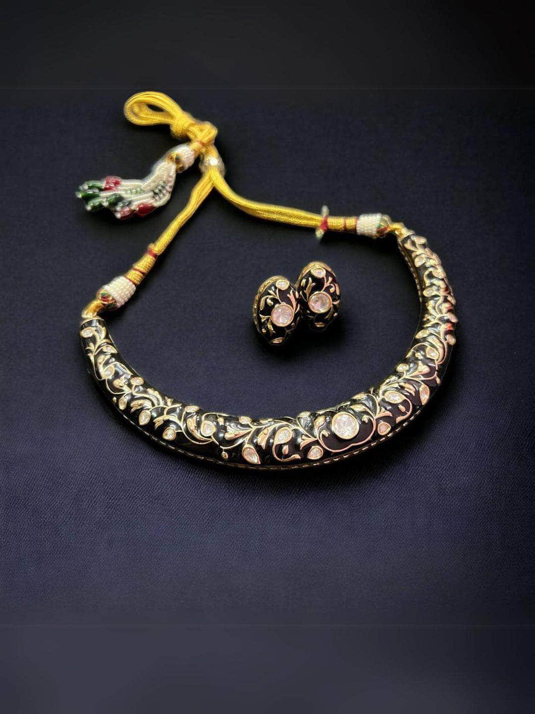 Ishhaara Kundan Hasli Meena Necklace Set