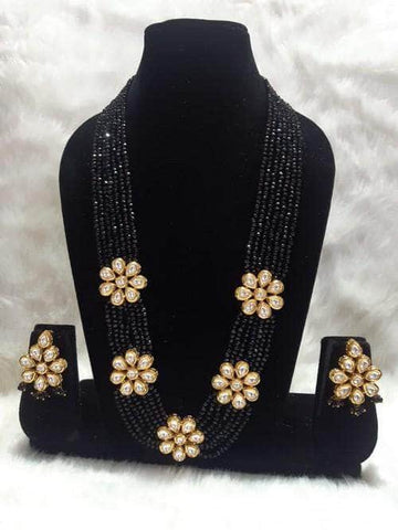 Ishhaara Black Kundan Layered Motif Necklace