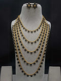 Ishhaara Black Layered Round Kundan Studded Long Necklace